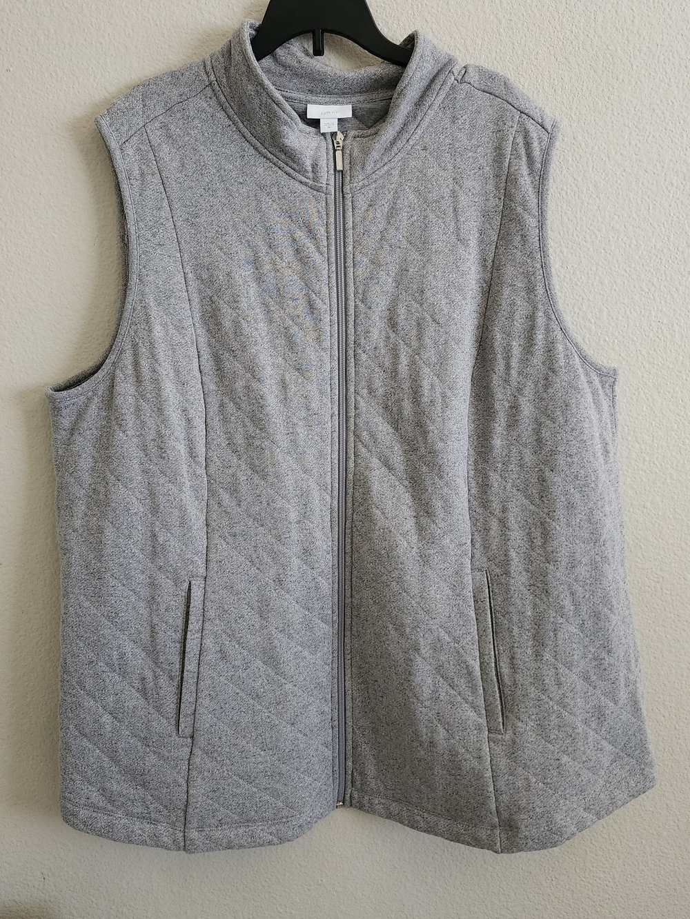 Gray Quilted Zip-Front Vest